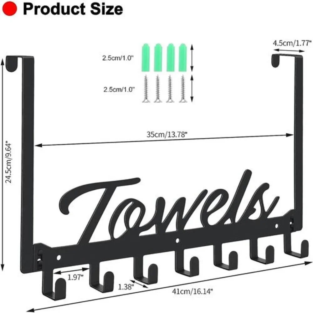 Over The Door Hooks, Towel Rack for Bathroom Towel Holder for Hanging Heavy Duty